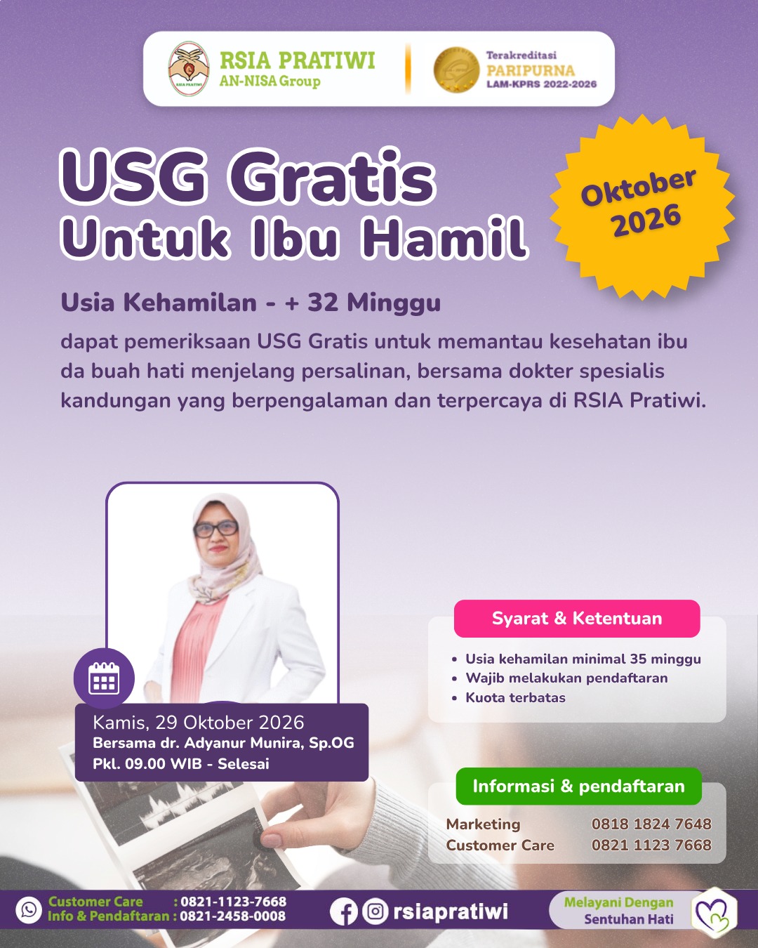 USG Gratis RSIA Pratiwi Tangerang Oktober 2026
